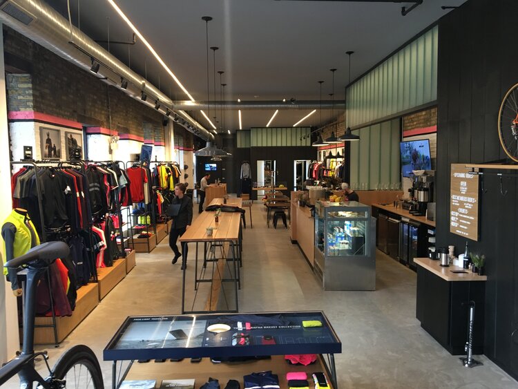 Rapha Cycle Clubs interior with patron