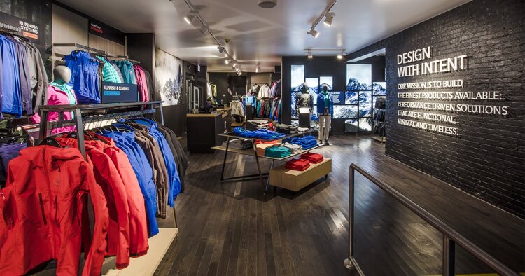 Arc’Teryx Interior store and feature wall