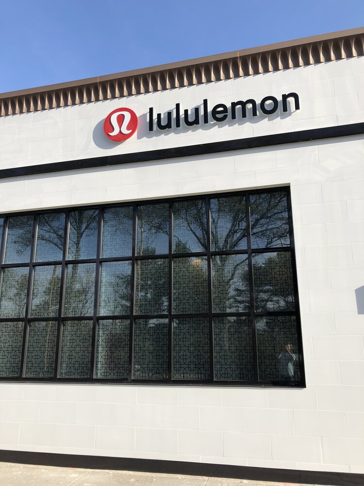 lululemon athletica exterior windows and logo on side of building