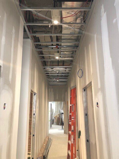 Bond Vet interior halway construction